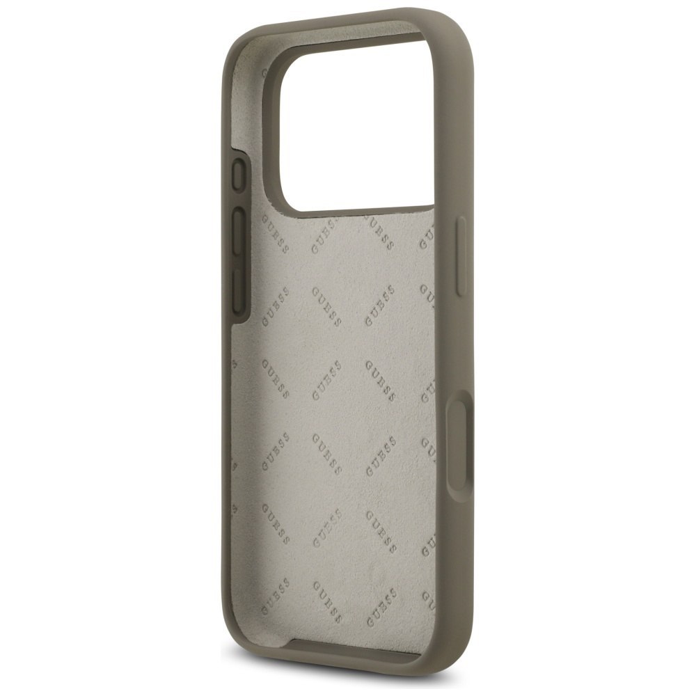 Etui Guess Silicone Big 4G Script do iPhone 17 Pro Max brązowy